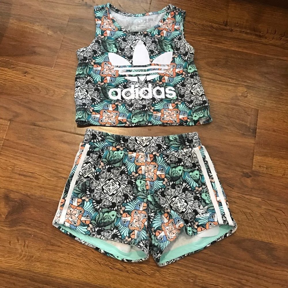 Adidas tropical girls shorts set